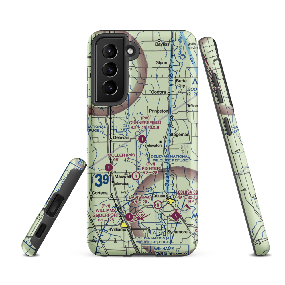 Gunnersfield Ranch Airport (71CL) VFR Sectional Samsung Phone Case Samsung Galaxy S21 FE model shown