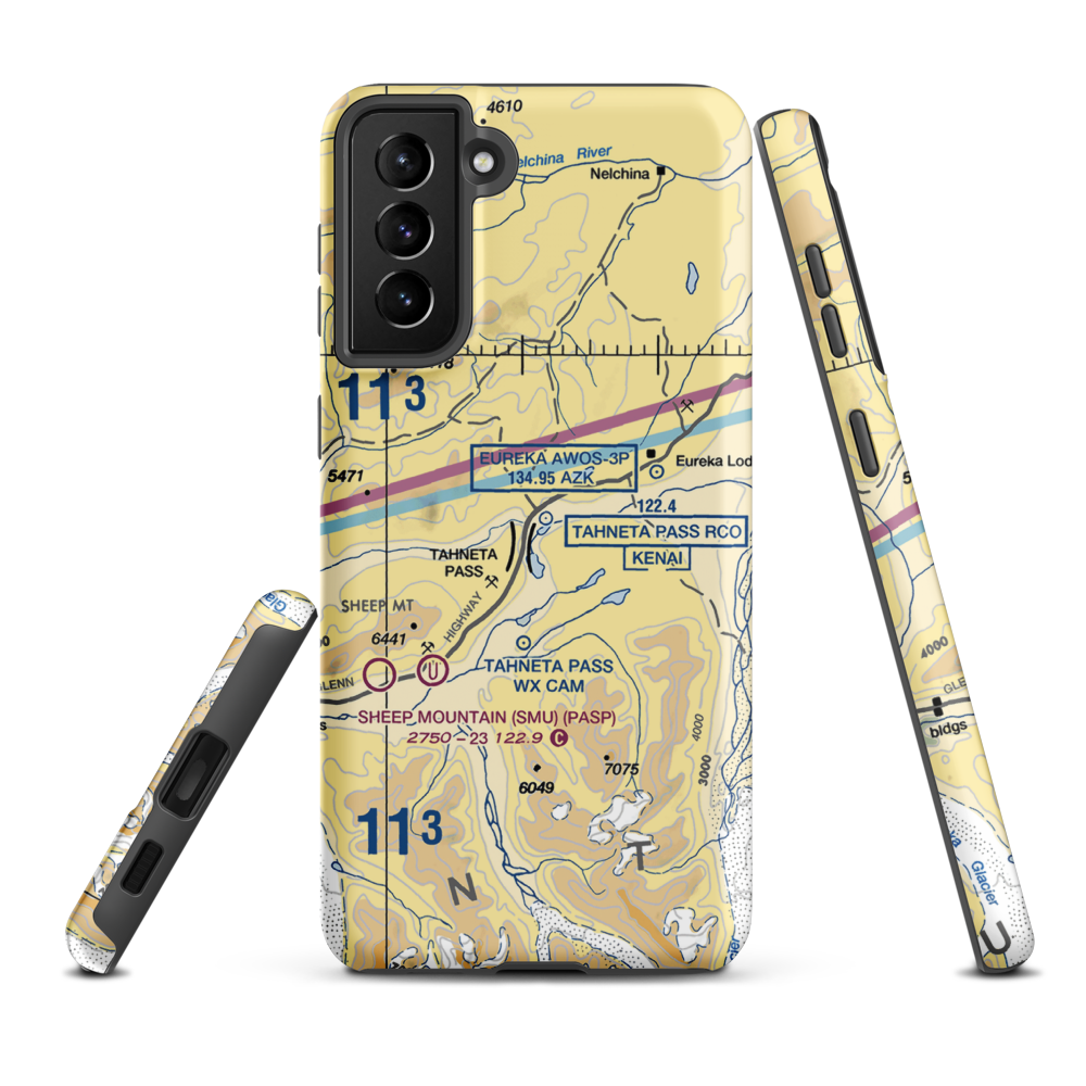 Gunsight Mountain Airport (A88) VFR Sectional Samsung Phone Case Samsung Galaxy S21 FE model shown