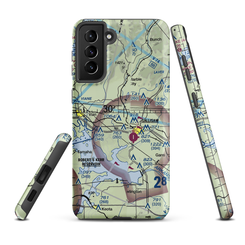 Gustafson Airport (OK34) VFR Sectional Samsung Phone Case Samsung Galaxy S21 Plus model shown