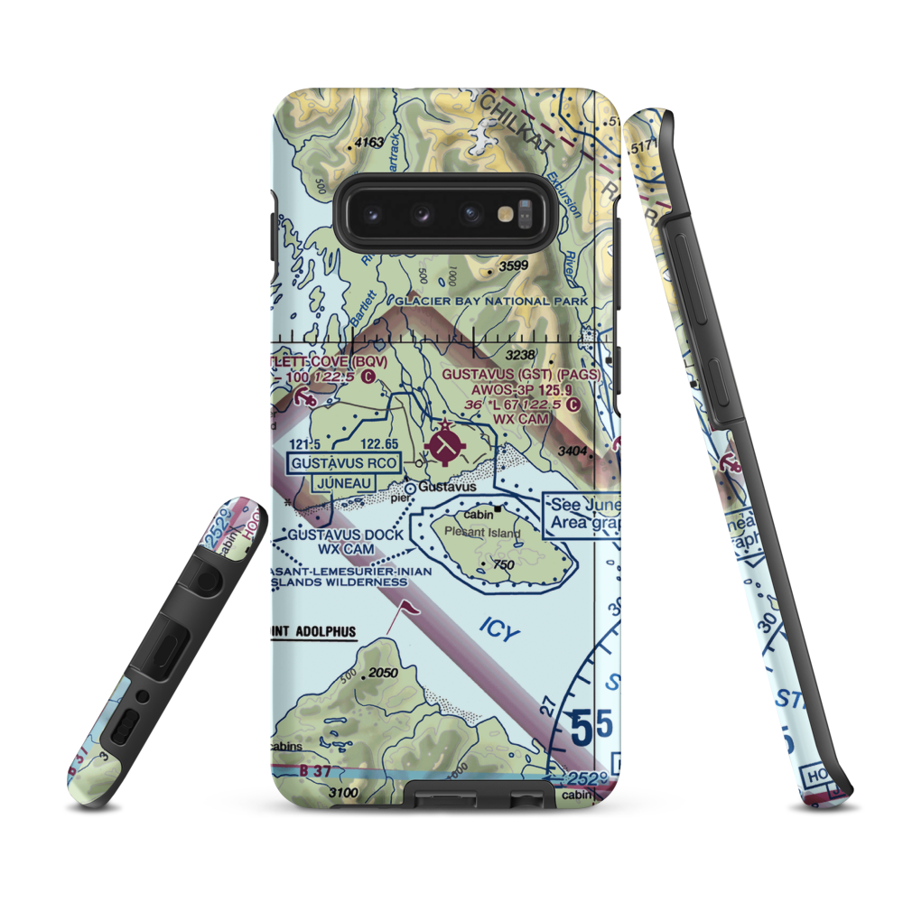 Gustavus Airport (GST) VFR Sectional Samsung Phone Case Samsung Galaxy S10 Plus model shown