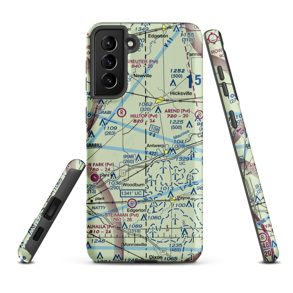 Gustin's /Private/ Airport (80IN) VFR Sectional Samsung Phone Case Samsung Galaxy S21 FE model shown