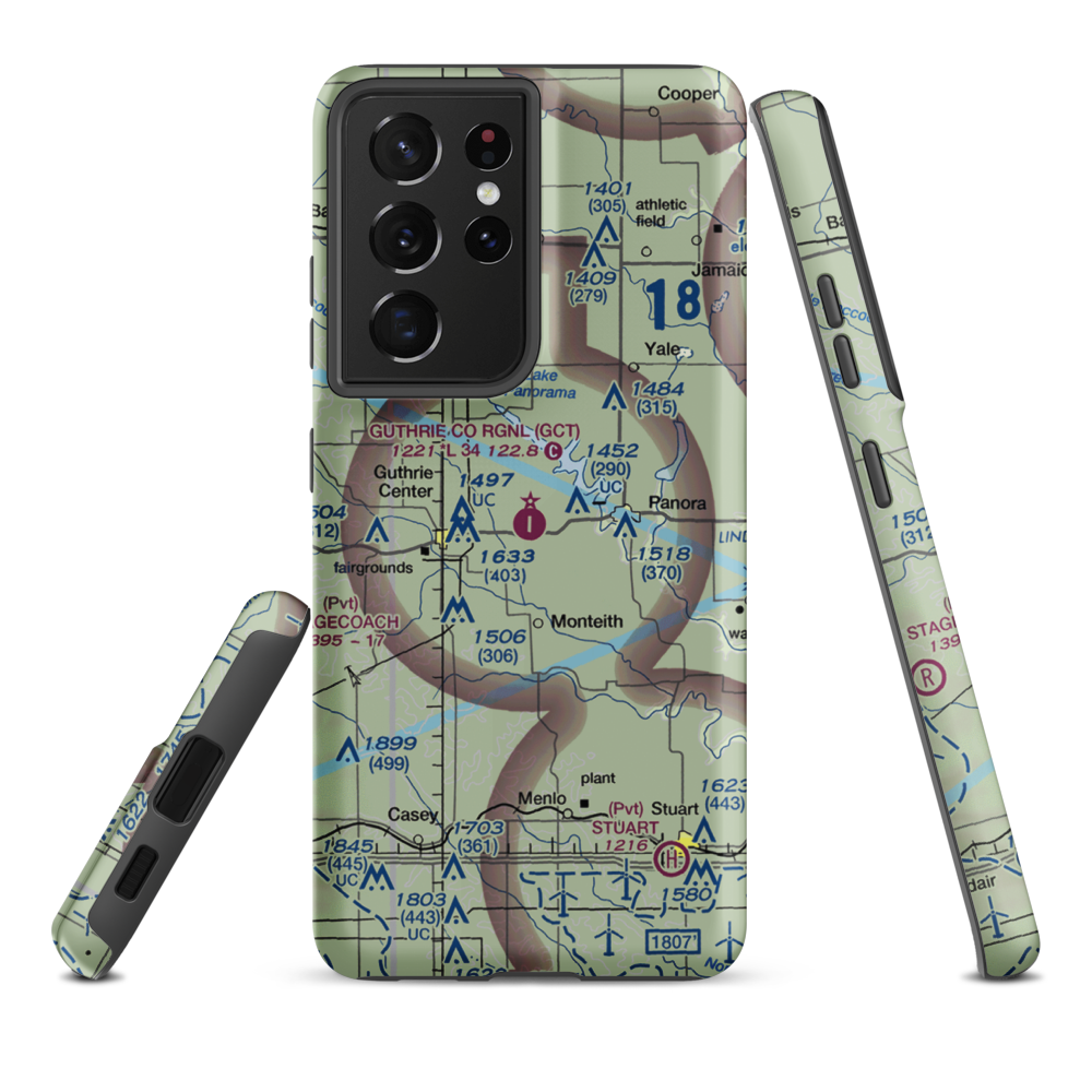 Guthrie County Regional Airport (GCT) VFR Sectional Samsung Phone Case Samsung Galaxy S21 Ultra model shown