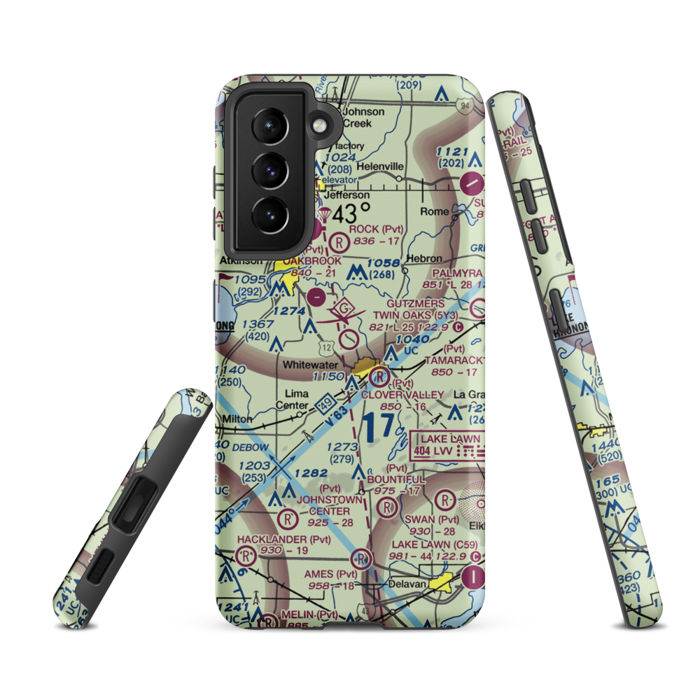 Gutzmer's Twin Oaks Airport (5Y3) VFR Sectional Samsung Phone Case Samsung Galaxy S21 FE model shown