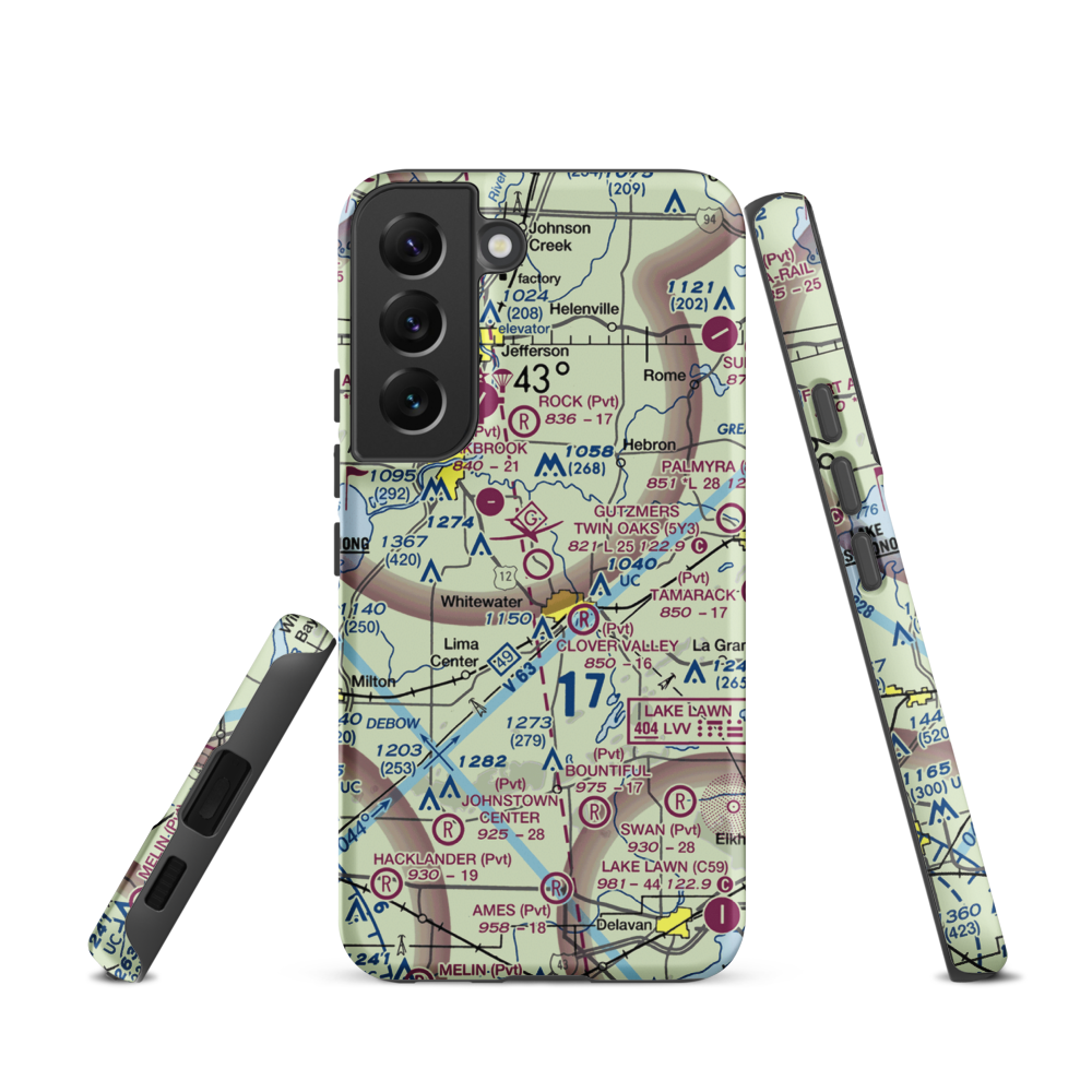 Gutzmer's Twin Oaks Airport (5Y3) VFR Sectional Samsung Phone Case Samsung Galaxy S22 model shown