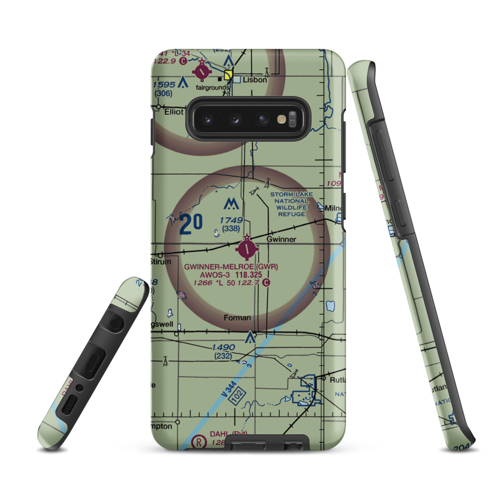 Gwinner Roger Melroe Field (GWR) VFR Sectional Samsung Phone Case Samsung Galaxy S10 Plus model shown