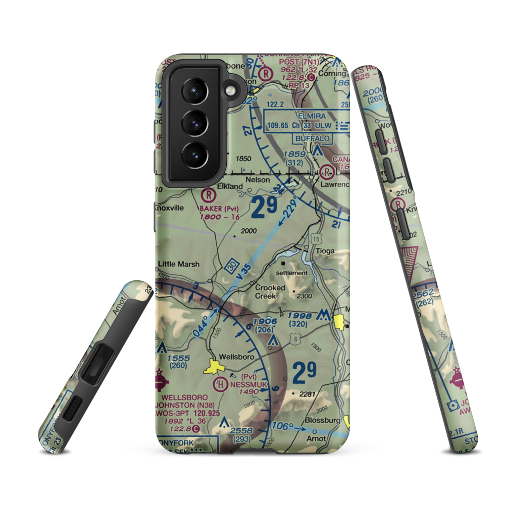 H&H Personal Use Airport (57PA) VFR Sectional Samsung Phone Case Samsung Galaxy S21 FE model shown