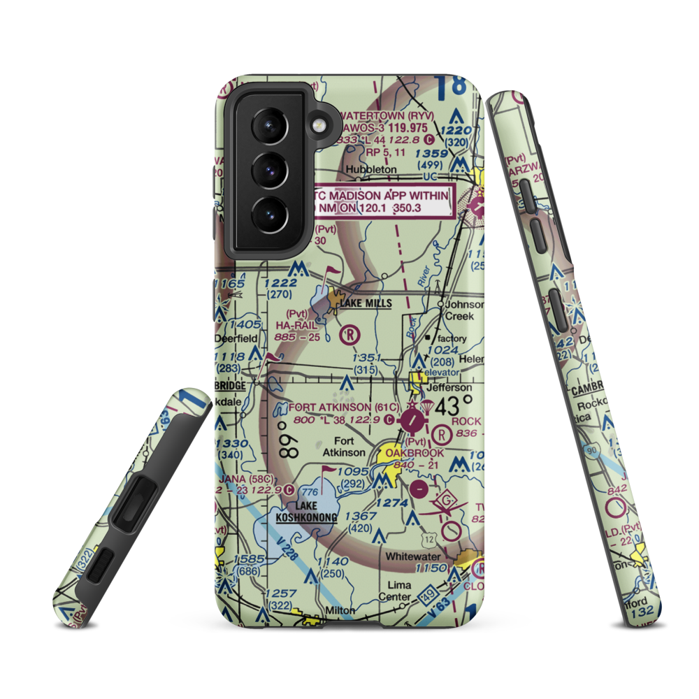 Ha-Rail Airport (17WI) VFR Sectional Samsung Phone Case Samsung Galaxy S21 FE model shown
