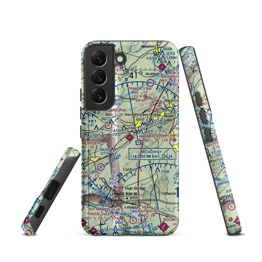 Hackettstown Airport (N05) VFR Sectional Samsung Phone Case Samsung Galaxy S22 model shown