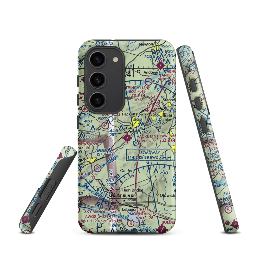 Hackettstown Airport (N05) VFR Sectional Samsung Phone Case Samsung Galaxy S23 model shown