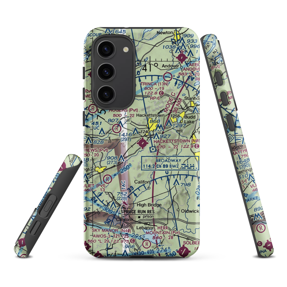Hackettstown Airport (N05) VFR Sectional Samsung Phone Case Samsung Galaxy S23 Plus model shown