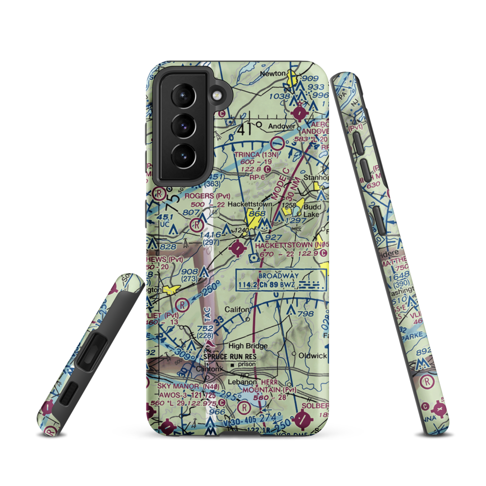 Hackettstown Airport (N05) VFR Sectional Samsung Phone Case Samsung Galaxy S21 model shown