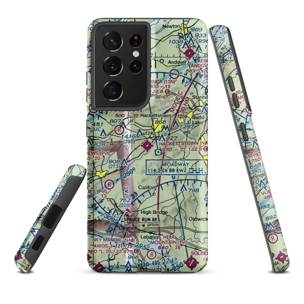 Hackettstown Airport (N05) VFR Sectional Samsung Phone Case Samsung Galaxy S21 Plus model shown