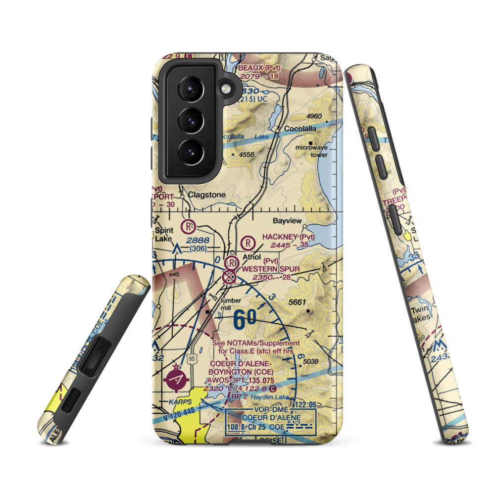 Hackney Airpark (ID05) VFR Sectional Samsung Phone Case Samsung Galaxy S21 FE model shown