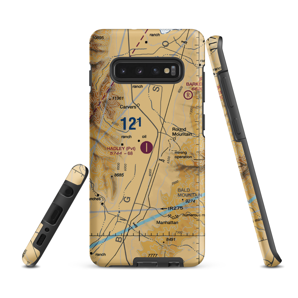 Hadley Airport (NV83) VFR Sectional Samsung Phone Case Samsung Galaxy S10e model shown