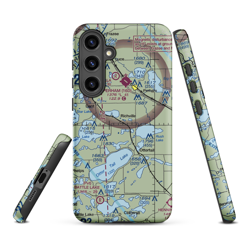 Hagen Airport (MY60) VFR Sectional Samsung Phone Case Samsung Galaxy S24 Plus model shown
