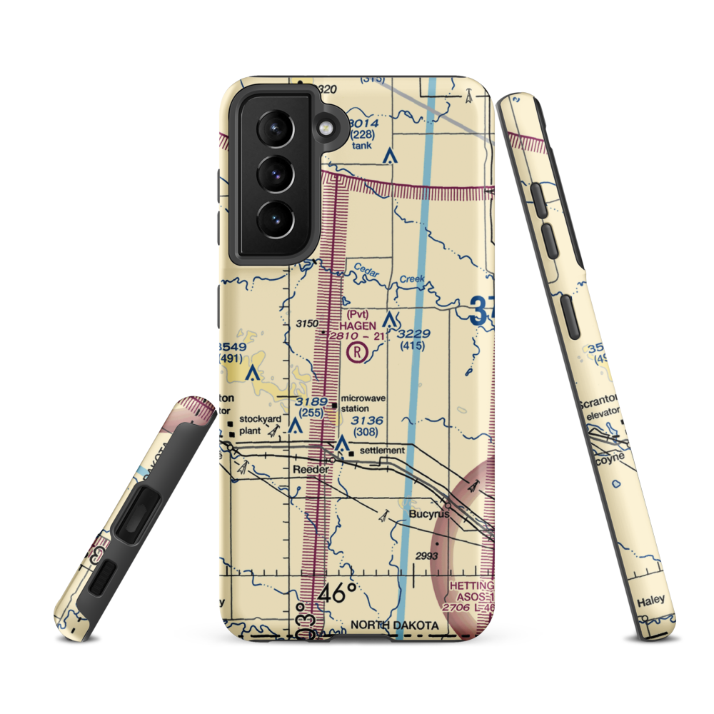Hagen Private Airport (14ND) VFR Sectional Samsung Phone Case Samsung Galaxy S21 FE model shown