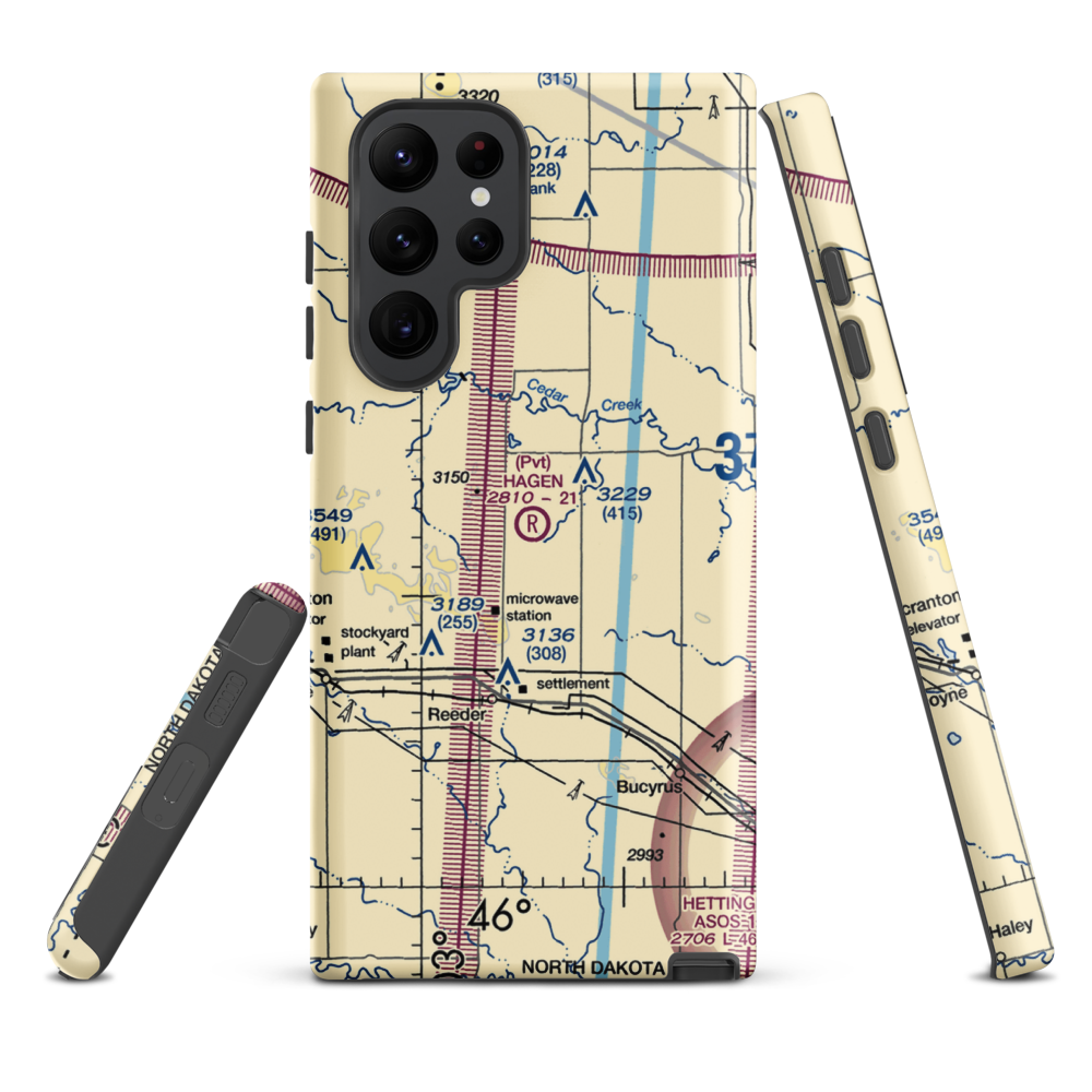 Hagen Private Airport (14ND) VFR Sectional Samsung Phone Case Samsung Galaxy S22 Ultra model shown