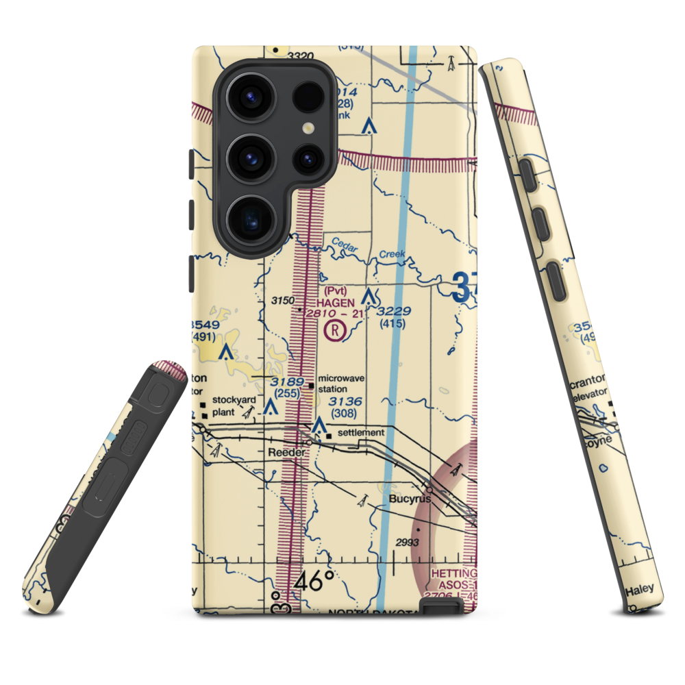 Hagen Private Airport (14ND) VFR Sectional Samsung Phone Case Samsung Galaxy S23 Ultra model shown