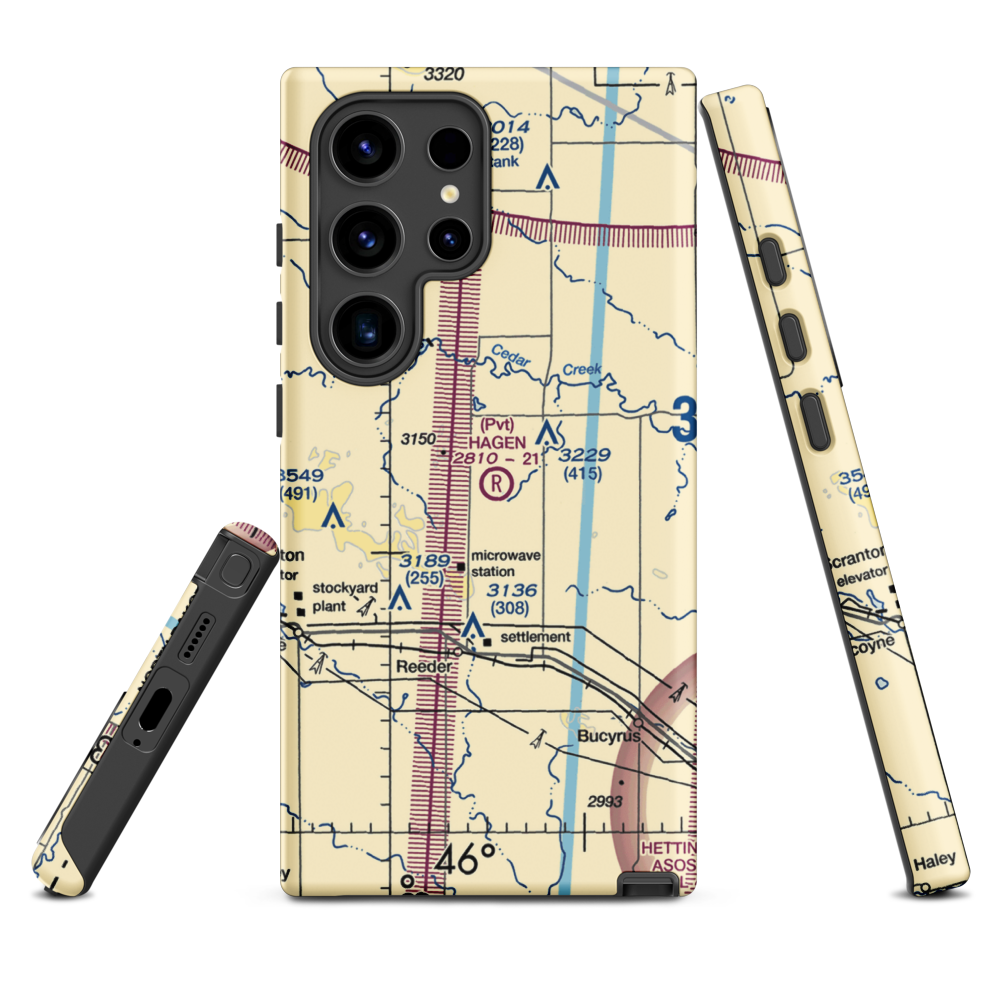 Hagen Private Airport (14ND) VFR Sectional Samsung Phone Case Samsung Galaxy S24 Ultra model shown