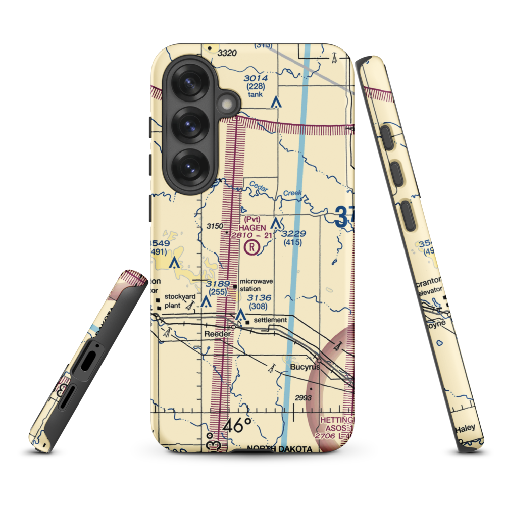 Hagen Private Airport (14ND) VFR Sectional Samsung Phone Case Samsung Galaxy S25 Plus model shown