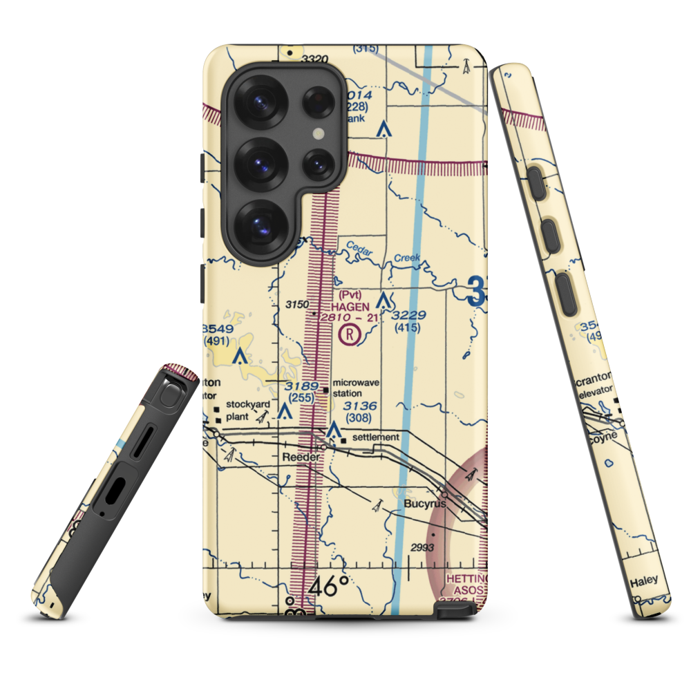 Hagen Private Airport (14ND) VFR Sectional Samsung Phone Case Samsung Galaxy S25 Ultra model shown