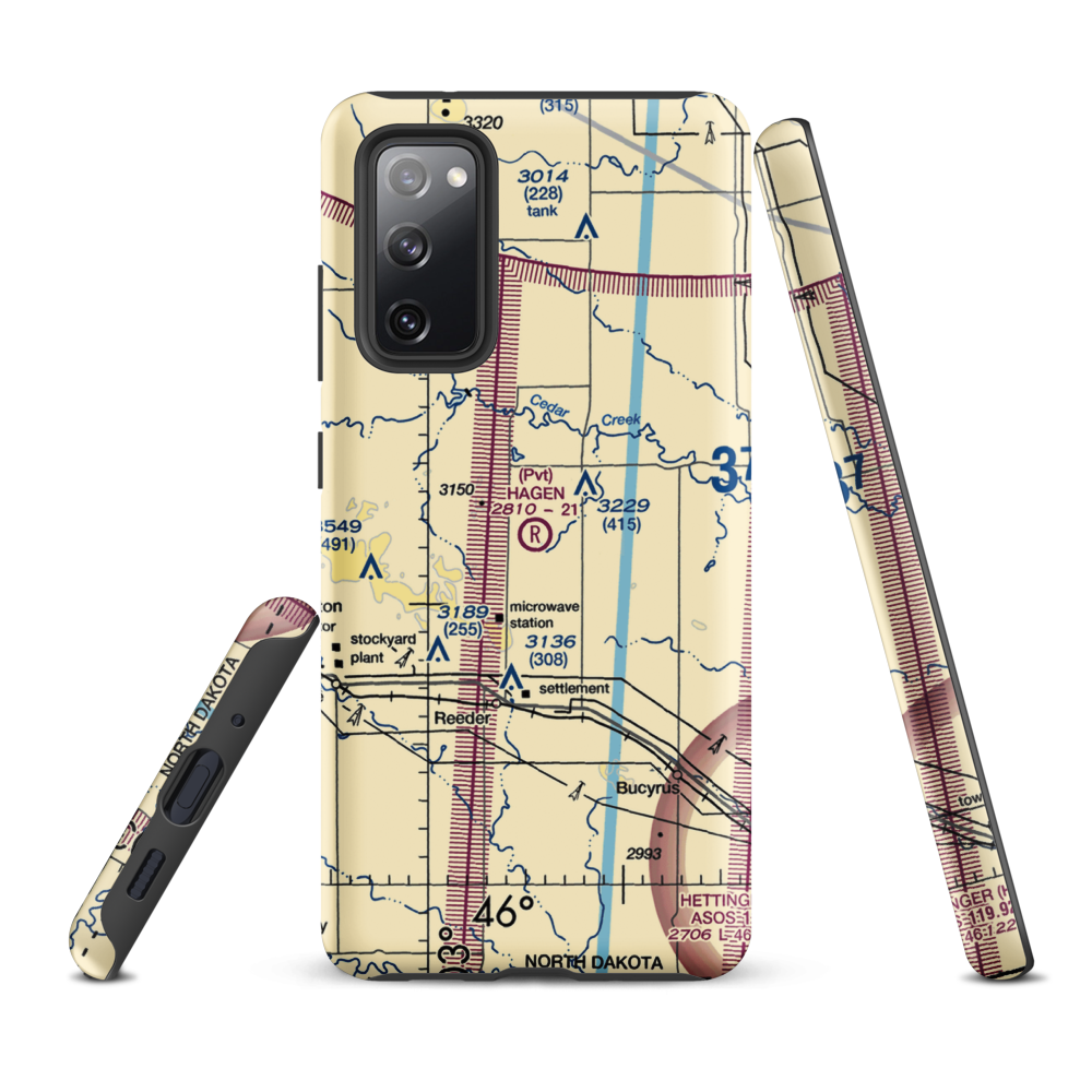 Hagen Private Airport (14ND) VFR Sectional Samsung Phone Case Samsung Galaxy S20 FE model shown