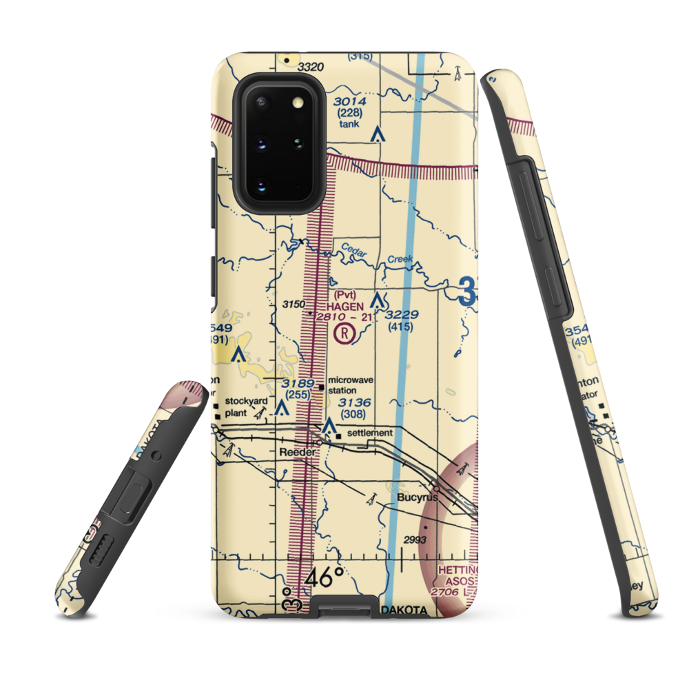 Hagen Private Airport (14ND) VFR Sectional Samsung Phone Case Samsung Galaxy S20 Plus model shown