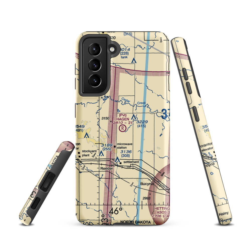 Hagen Private Airport (14ND) VFR Sectional Samsung Phone Case Samsung Galaxy S21 model shown