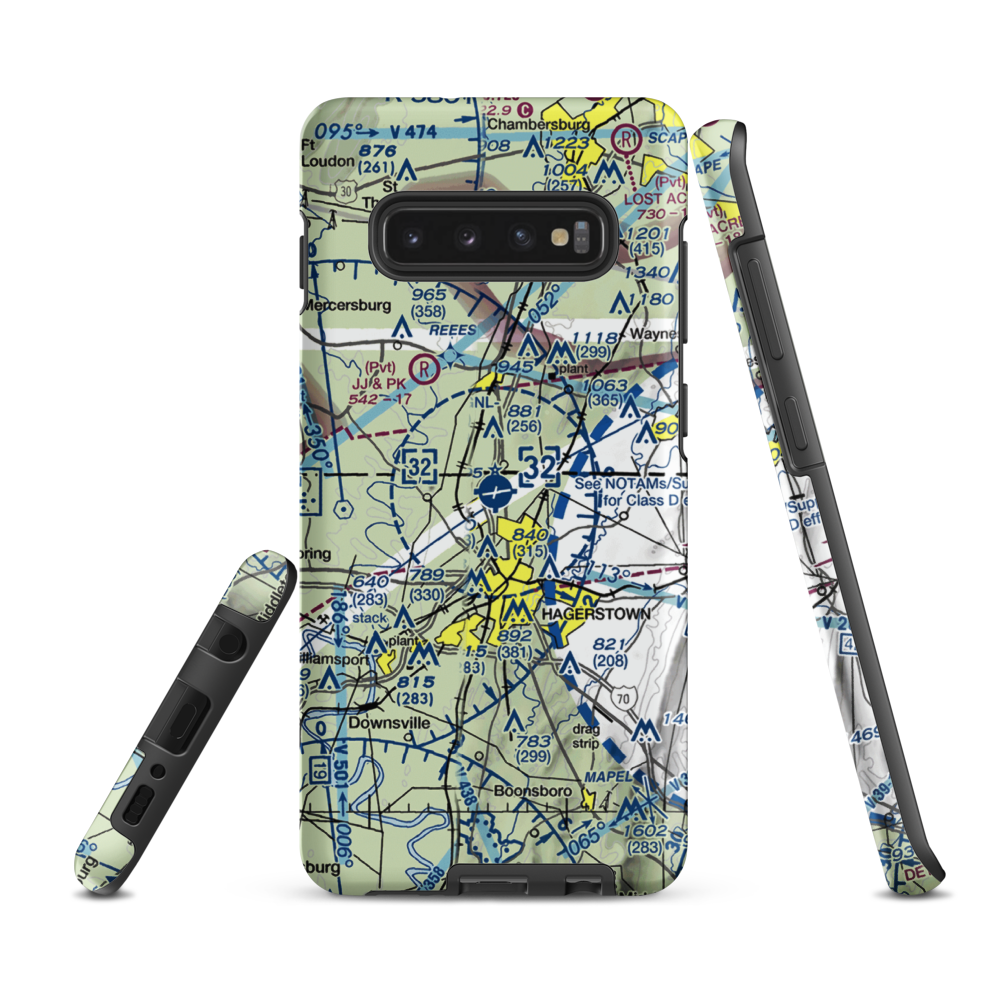 Hagerstown Regional Richard A Henson Field (HGR) VFR Sectional Samsung Phone Case Samsung Galaxy S10e model shown