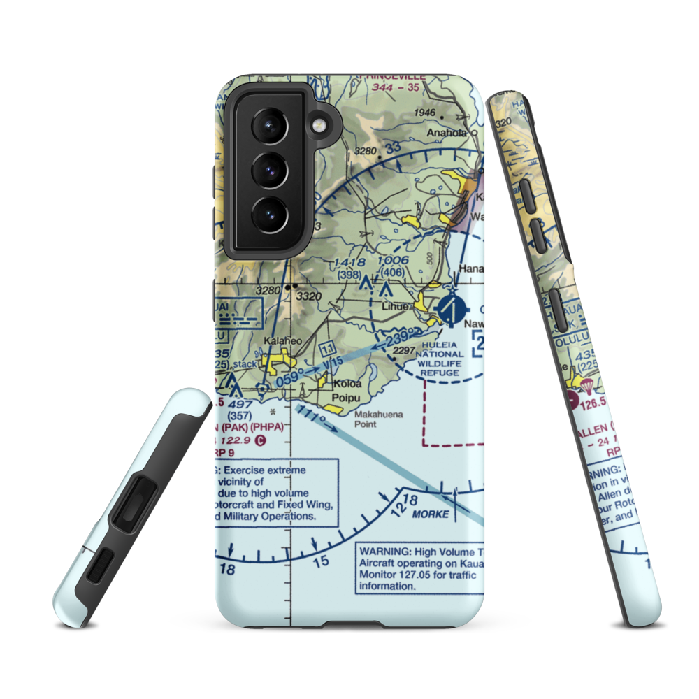 Haiku Airstrip (HI33) VFR Sectional Samsung Phone Case Samsung Galaxy S21 FE model shown