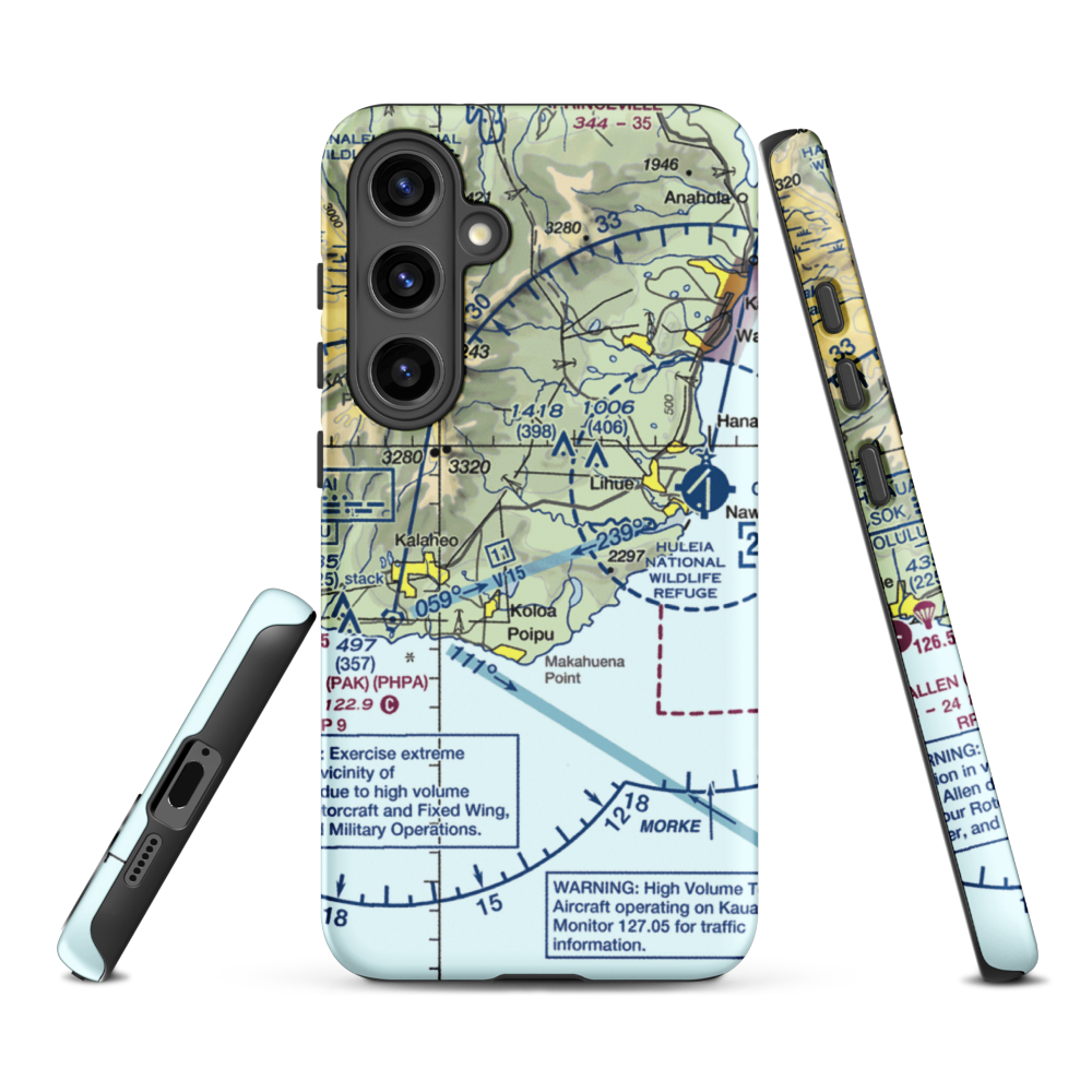 Haiku Airstrip (HI33) VFR Sectional Samsung Phone Case Samsung Galaxy S24 Plus model shown