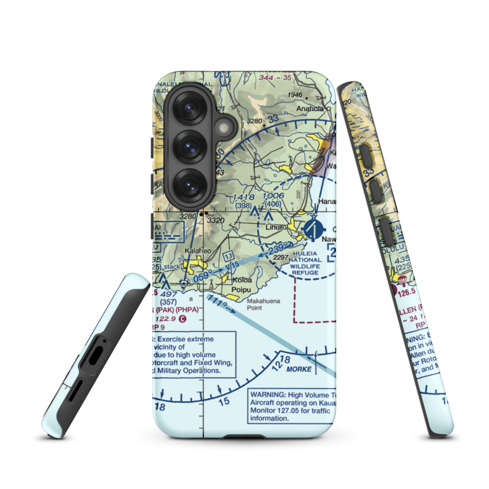 Haiku Airstrip (HI33) VFR Sectional Samsung Phone Case Samsung Galaxy S25 model shown
