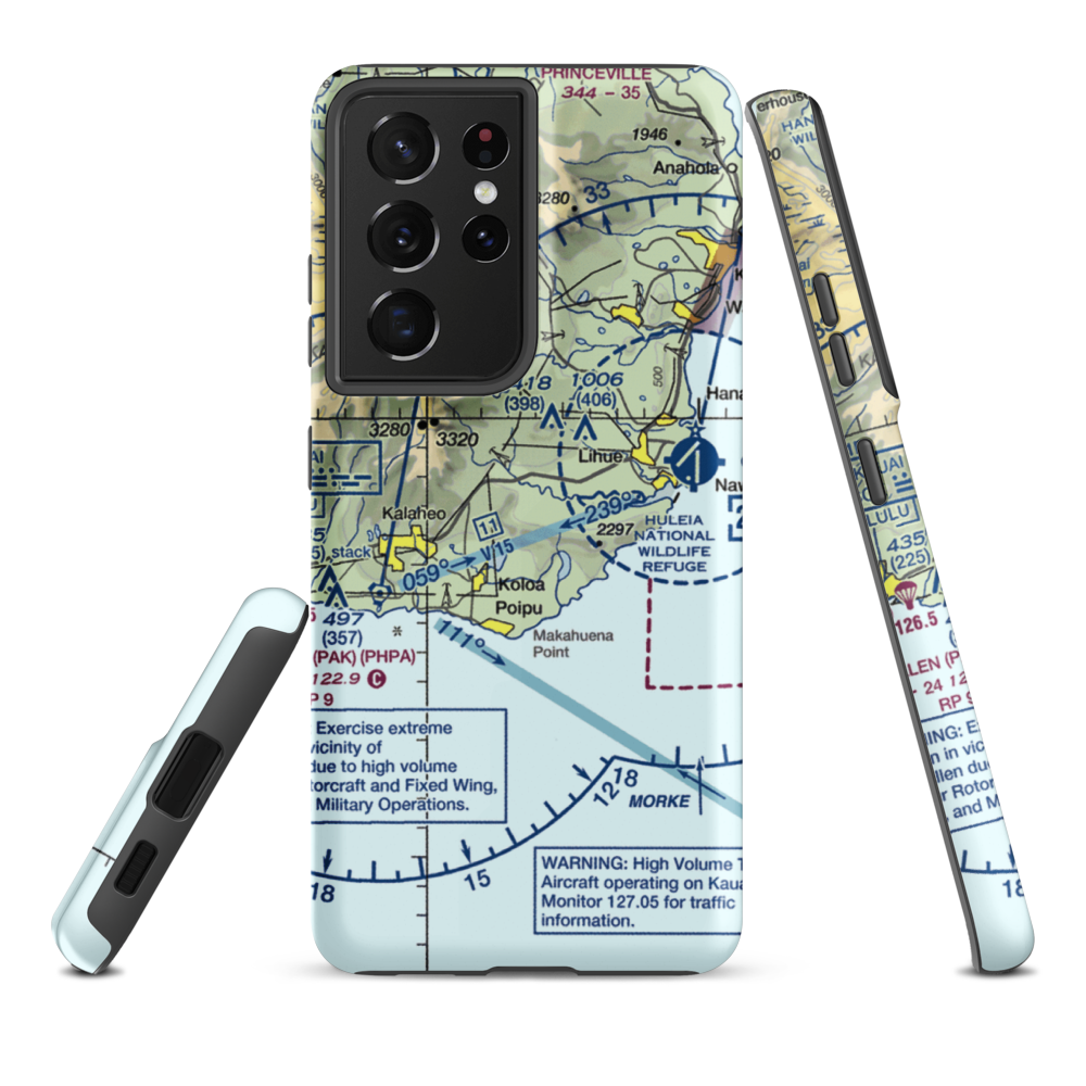 Haiku Airstrip (HI33) VFR Sectional Samsung Phone Case Samsung Galaxy S21 Plus model shown