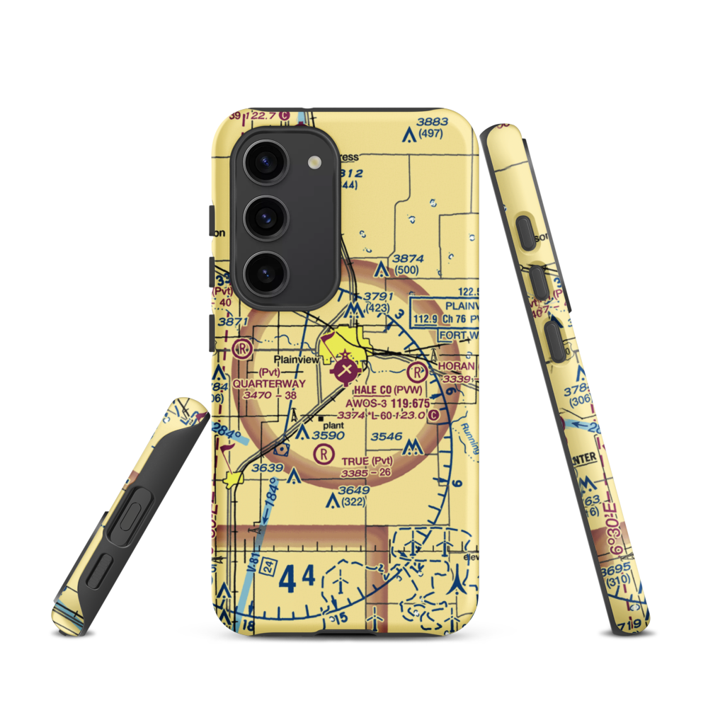 Hale County Airport (PVW) VFR Sectional Samsung Phone Case Samsung Galaxy S23 model shown