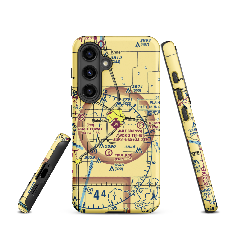 Hale County Airport (PVW) VFR Sectional Samsung Phone Case Samsung Galaxy S24 model shown