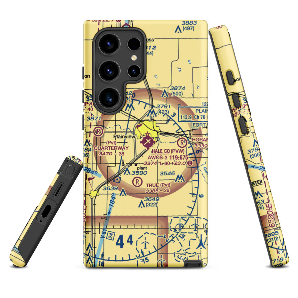 Hale County Airport (PVW) VFR Sectional Samsung Phone Case Samsung Galaxy S24 Ultra model shown