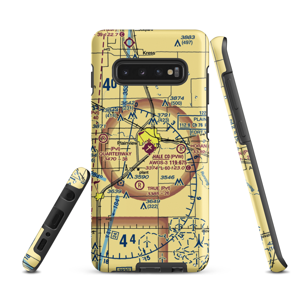 Hale County Airport (PVW) VFR Sectional Samsung Phone Case Samsung Galaxy S10 Plus model shown