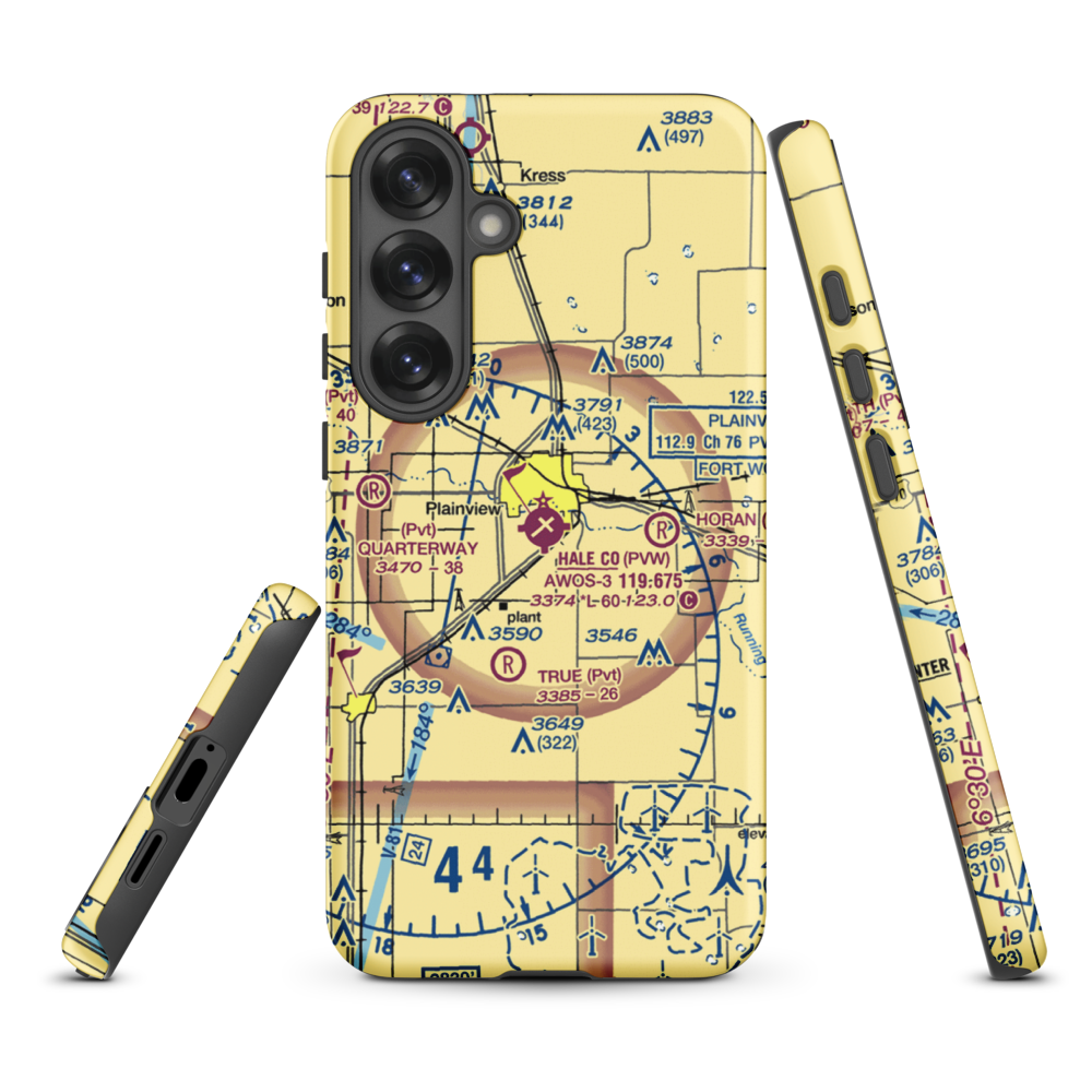 Hale County Airport (PVW) VFR Sectional Samsung Phone Case Samsung Galaxy S25 Plus model shown