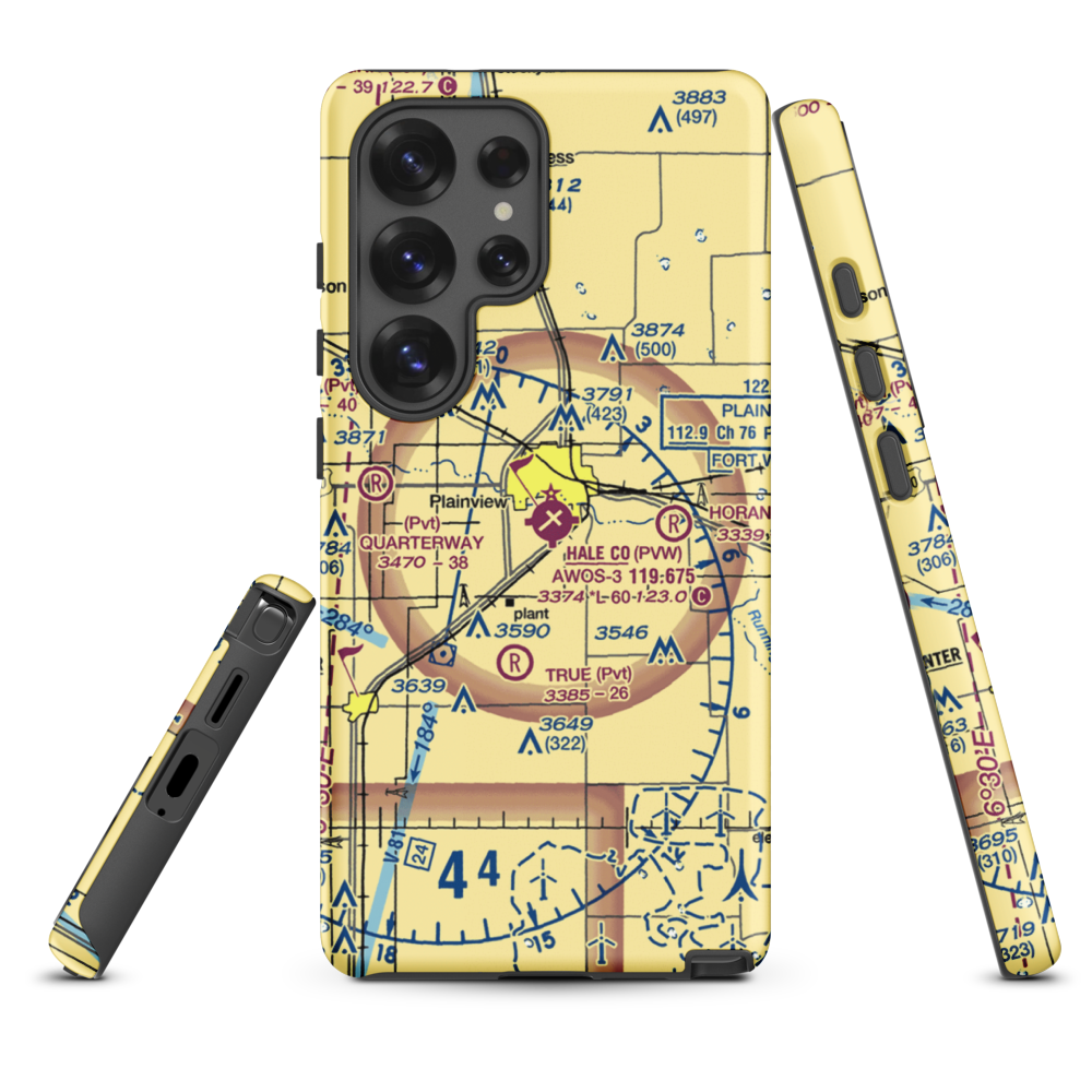 Hale County Airport (PVW) VFR Sectional Samsung Phone Case Samsung Galaxy S25 Ultra model shown
