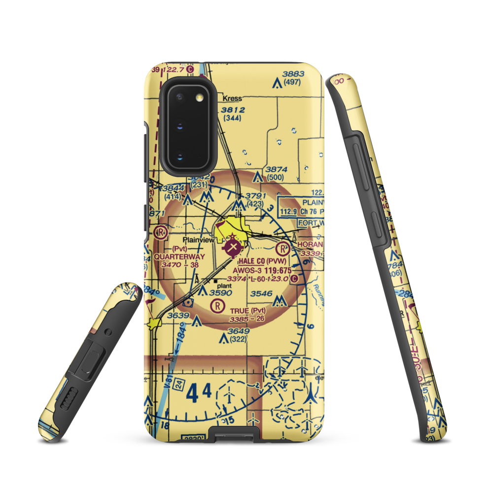 Hale County Airport (PVW) VFR Sectional Samsung Phone Case Samsung Galaxy S20 model shown