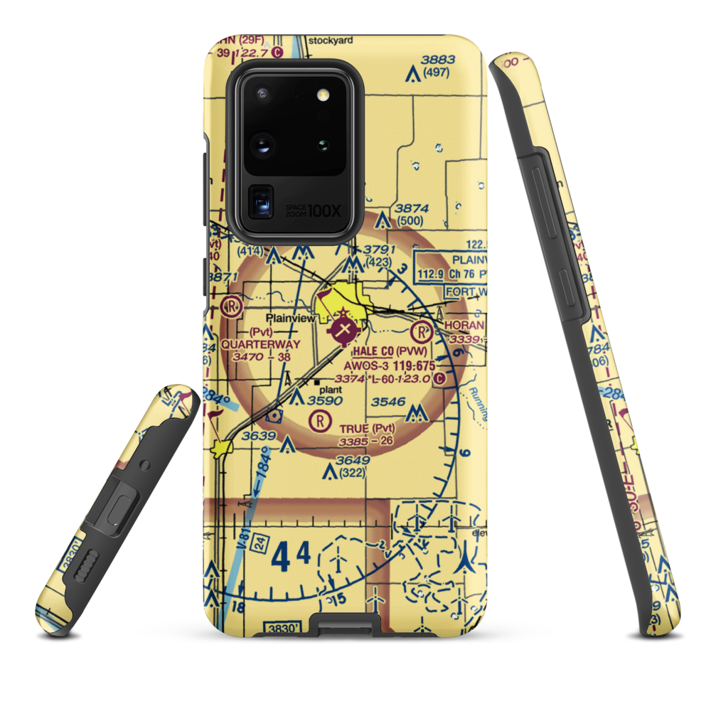 Hale County Airport (PVW) VFR Sectional Samsung Phone Case Samsung Galaxy S20 Ultra model shown