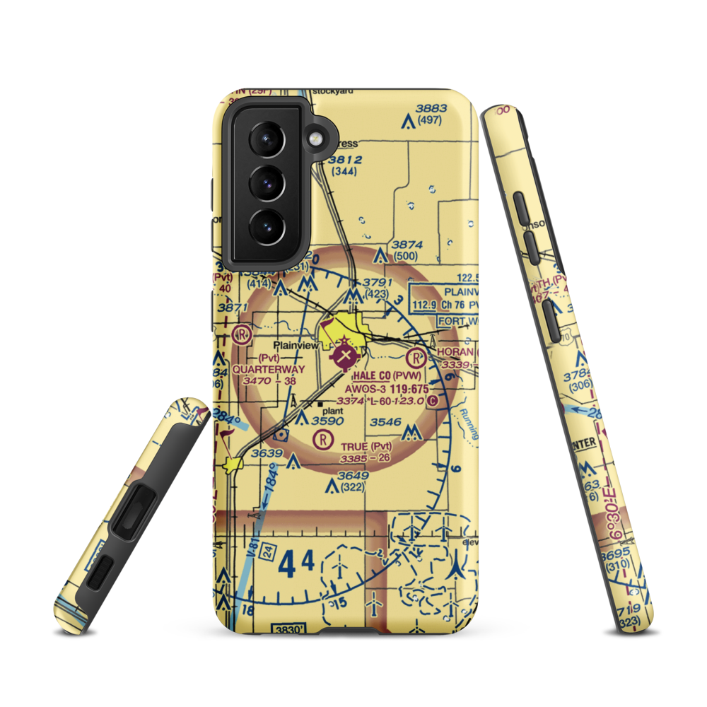 Hale County Airport (PVW) VFR Sectional Samsung Phone Case Samsung Galaxy S21 model shown