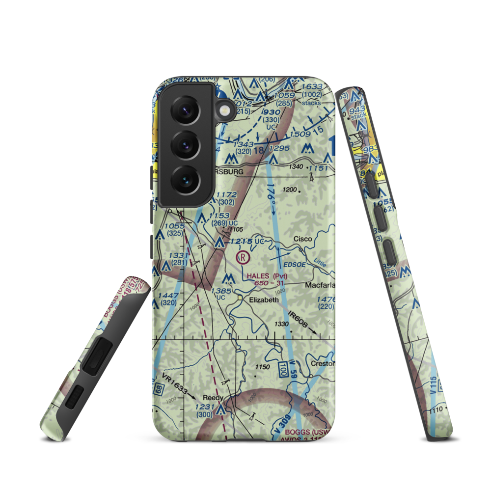 Hales Landing Airport (2WV3) VFR Sectional Samsung Phone Case Samsung Galaxy S22 model shown