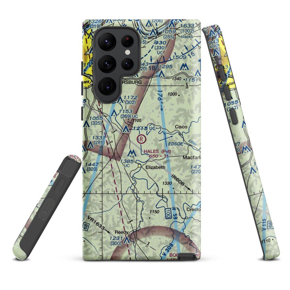 Hales Landing Airport (2WV3) VFR Sectional Samsung Phone Case Samsung Galaxy S22 Ultra model shown