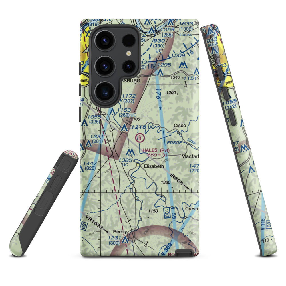 Hales Landing Airport (2WV3) VFR Sectional Samsung Phone Case Samsung Galaxy S23 Ultra model shown