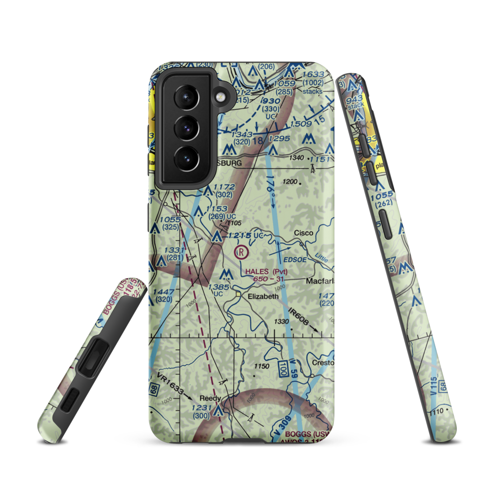 Hales Landing Airport (2WV3) VFR Sectional Samsung Phone Case Samsung Galaxy S21 model shown