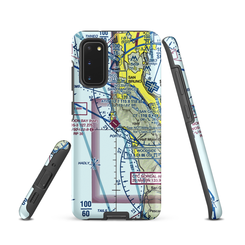 Half Moon Bay Airport (HAF) VFR Sectional Samsung Phone Case Samsung Galaxy S20 model shown