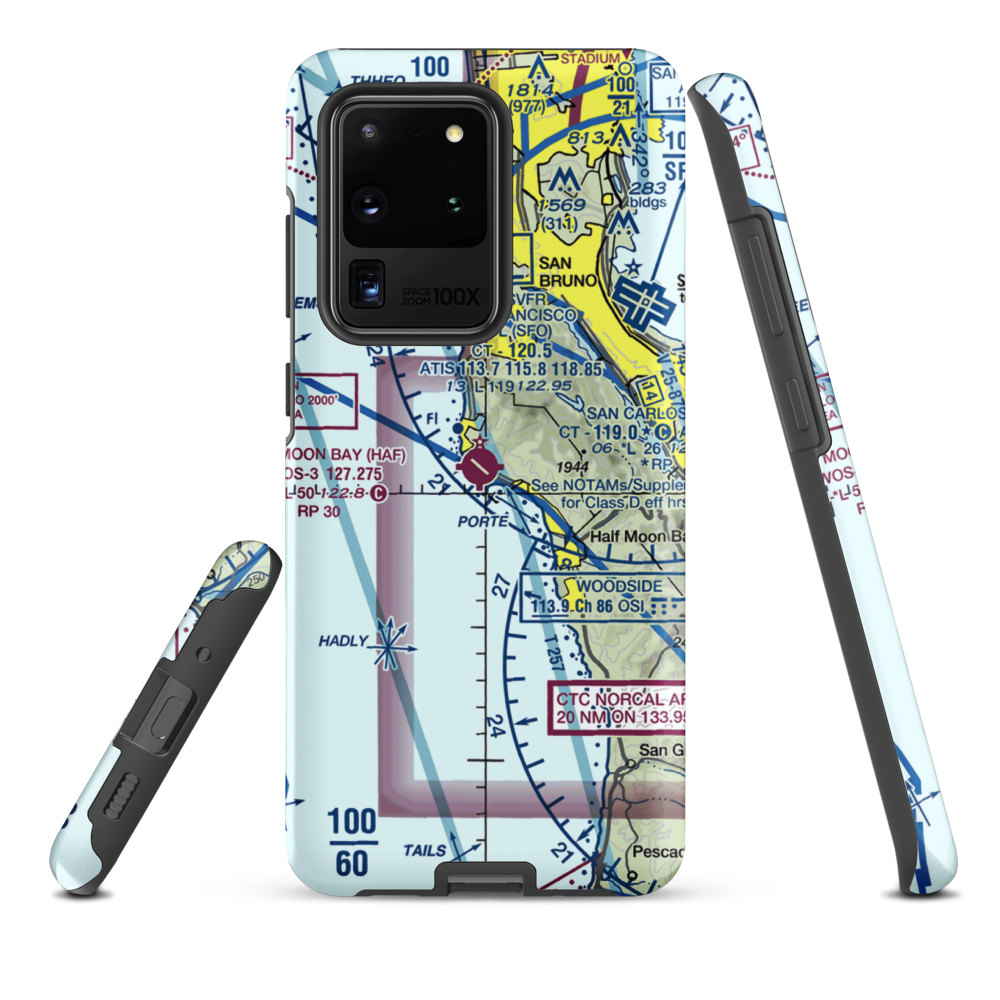 Half Moon Bay Airport (HAF) VFR Sectional Samsung Phone Case Samsung Galaxy S20 Ultra model shown