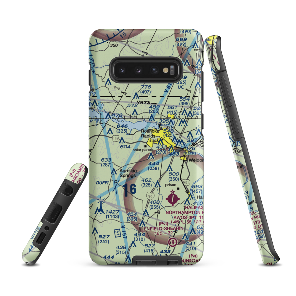Halifax County Airport (RZZ) VFR Sectional Samsung Phone Case Samsung Galaxy S10 Plus model shown