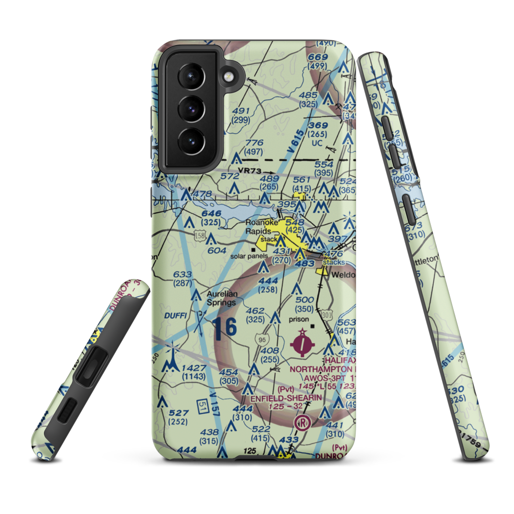 Halifax County Airport (RZZ) VFR Sectional Samsung Phone Case Samsung Galaxy S21 FE model shown